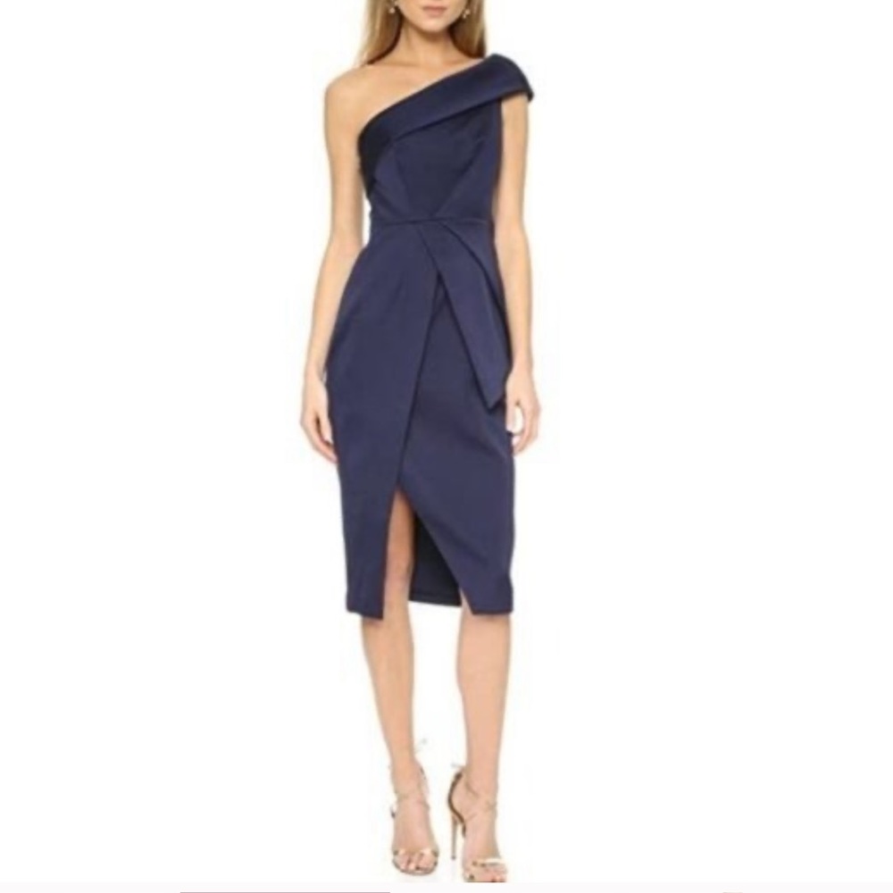 KEEPSAKE the Label Navy One-Shoulder Midi Dress